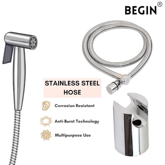 BEGIN Chrome Finish Health Faucet For Toilet Set