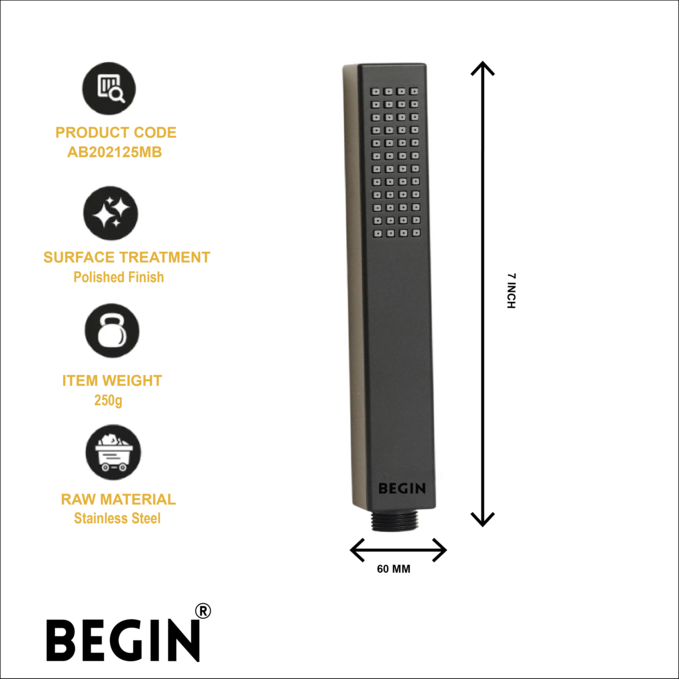 Matte black hand shower