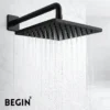 Matte Black Overhead Shower 10×10 | Stainless Steel | Square Matte Finish