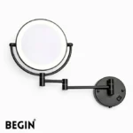 Matte Black LED Magnifying Mirror AC0080MB – Bathroom Mirror | Begin Faucets