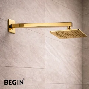 Square Shower Arm 18inch Glossy Gold Wall Mount AD0166GG – Begin