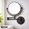 Matte Black LED Magnifying Mirror AC0080MB – Bathroom Mirror | Begin Faucets