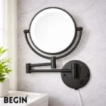 Matte Black LED Magnifying Mirror AC0080MB – Bathroom Mirror | Begin Faucets