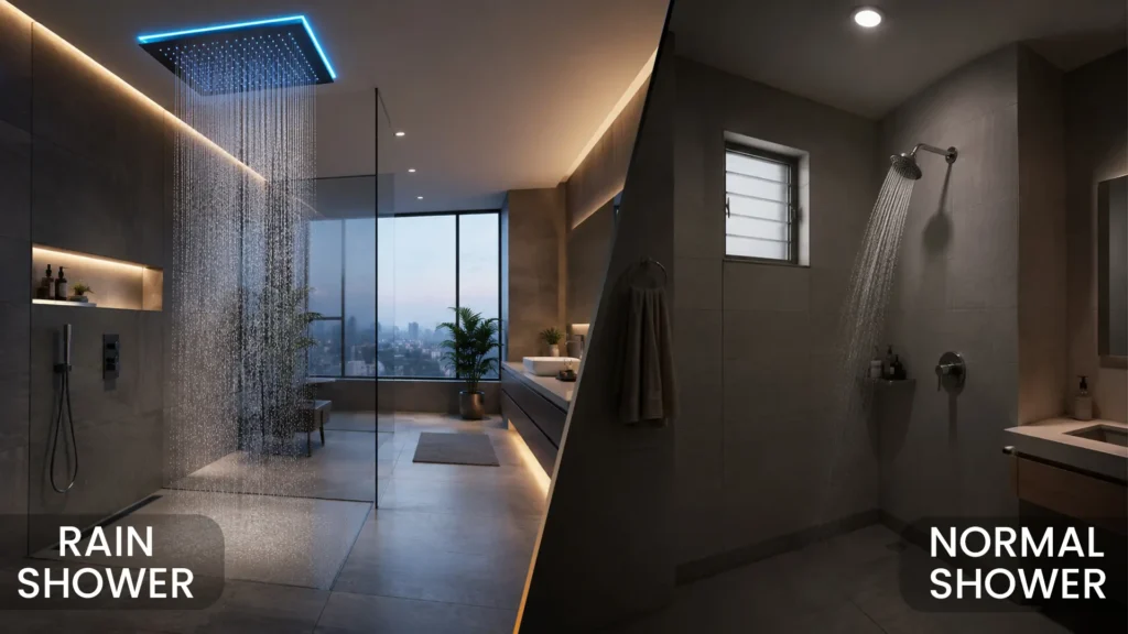 Rain Shower vs Normal Shower