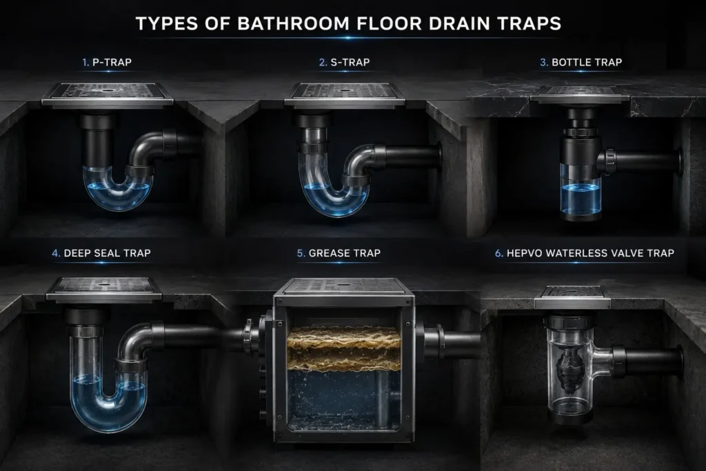 bathroom floor drain trap