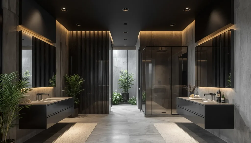 Black Ceiling Bathroom Design