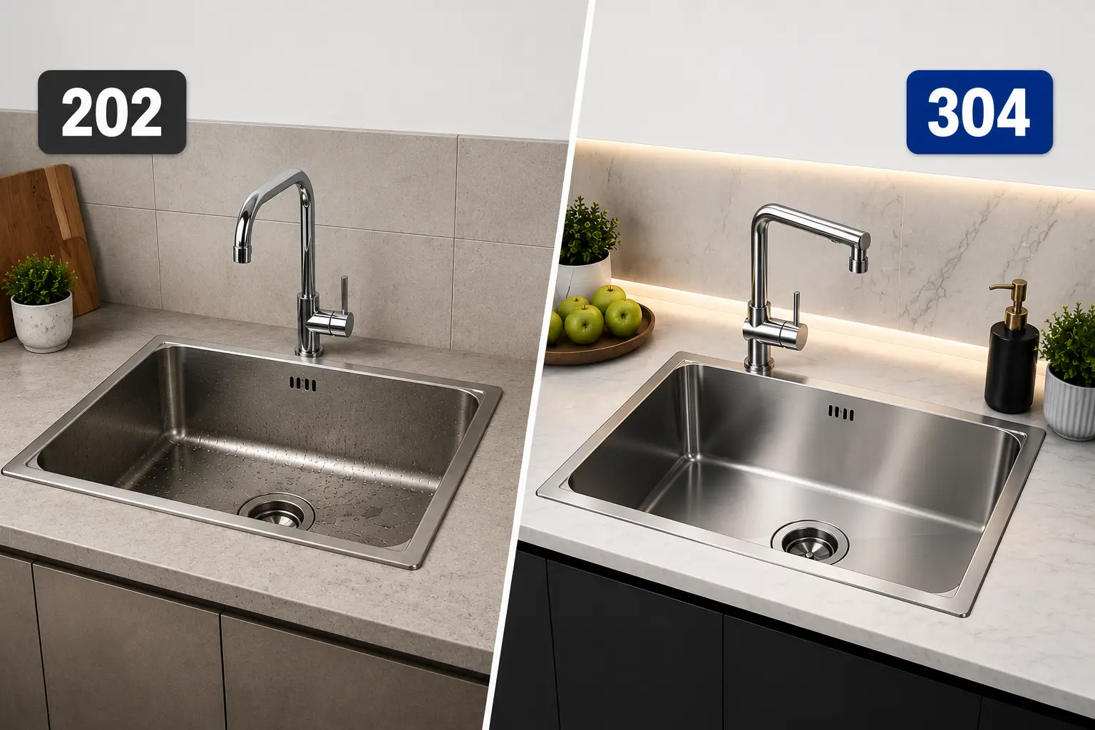 202 vs 304 Stainless Steel Sinks