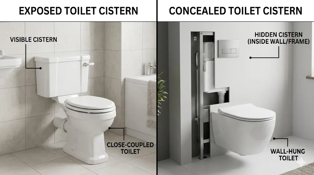 Exposed vs Concealed Toilet Cistern
