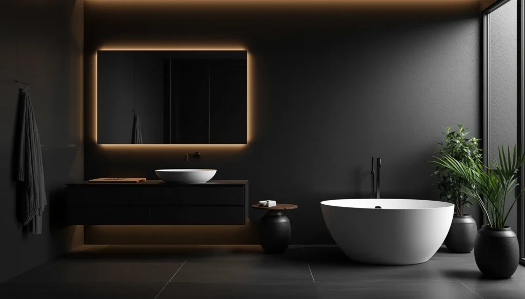 Matte Black Minimalist Bathroom