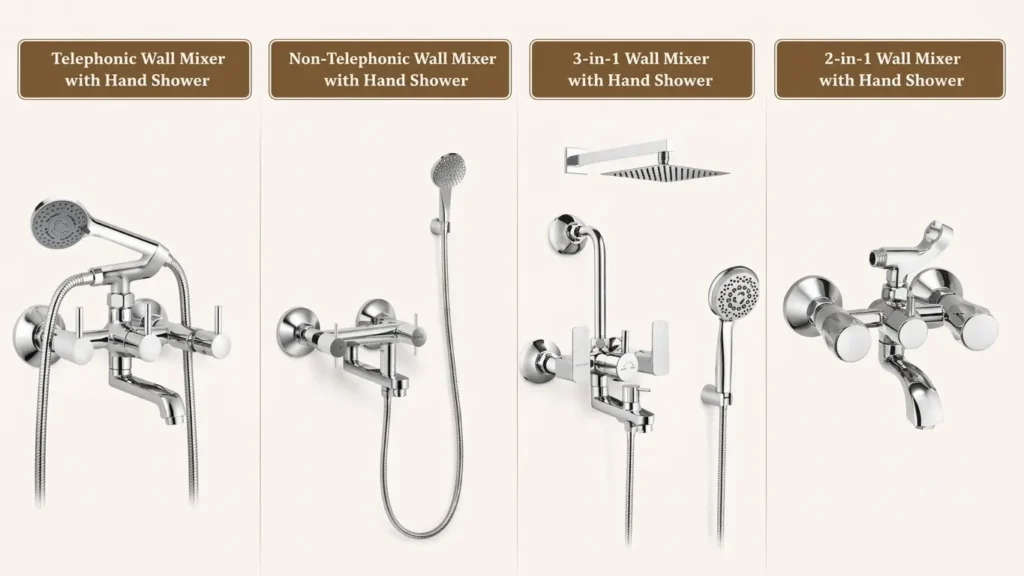 Types of Wall Mixers with Hand Shower Available in India 