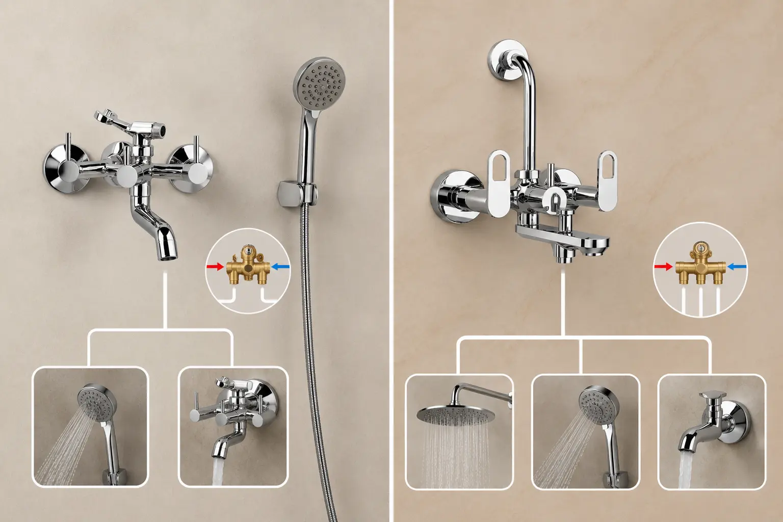 2 in 1 vs 3 in 1 wall mixer