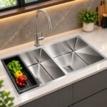 Handmade 304 Stainless Steel Double Bowl Kitchen Sink – 45×20×10 Inches
