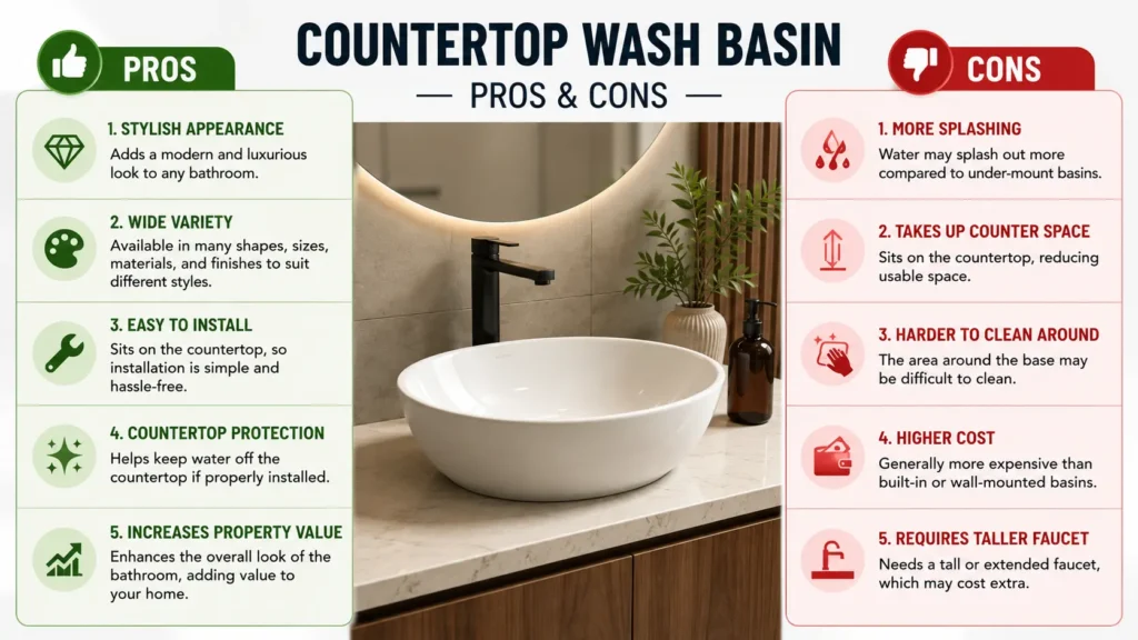 Advantages and Disadvantages of Countertop Wash Basin