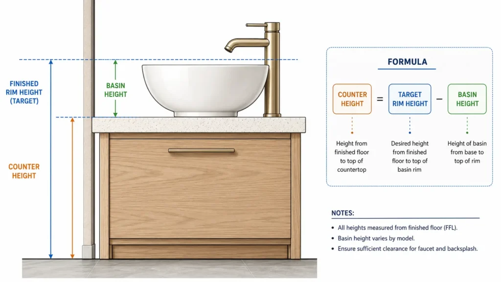 How to measure right height for your wash basin before installation
