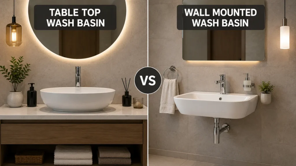 Table Top vs Wall Mounted Wash Basin- Which is Better