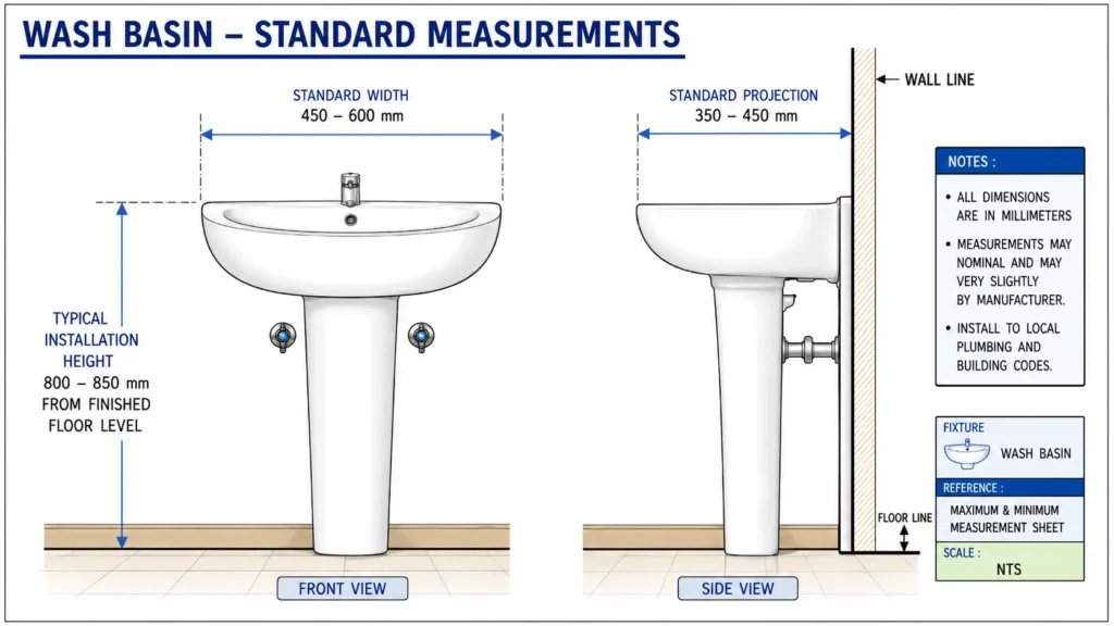 Wash Basin Size Guide