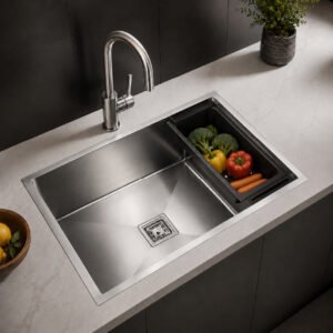 Handmade 304 Stainless Steel Single Bowl Kitchen Sink – 18×16×10 Inch