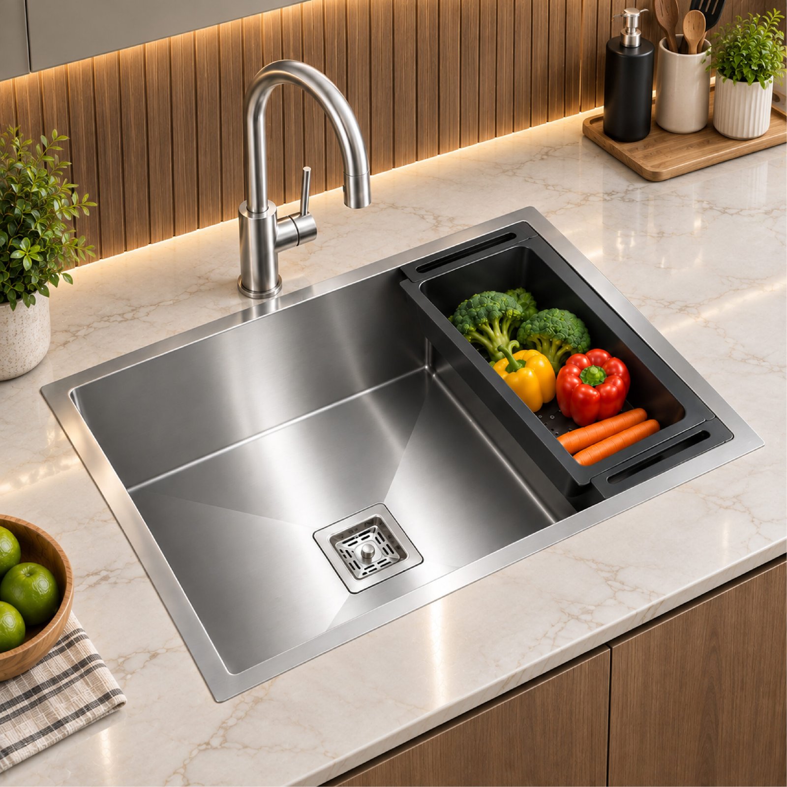 Handmade 304 Stainless Steel Single Bowl Kitchen Sink - 30×18×10 Inch